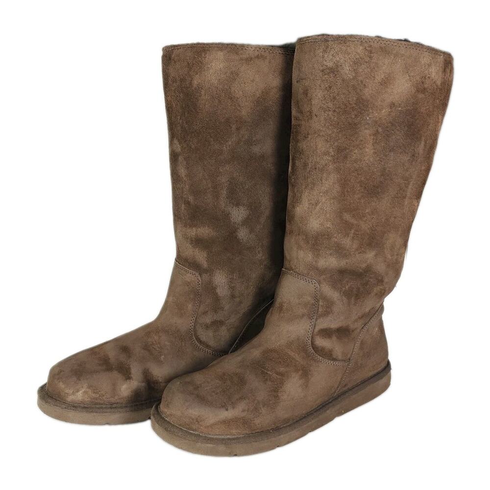 UGG Roseberry Lace Women's US10 Brown Suede Sheepskin Lined Pullon Winter Boots